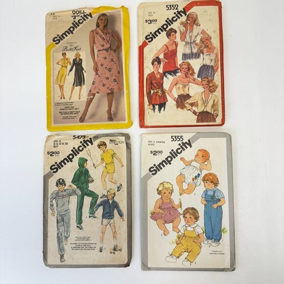 Simplicity Lot of 4 Vintage‎ 80s Sewing Patterns 9956 5352 5473 5355 - Picture 1 of 6